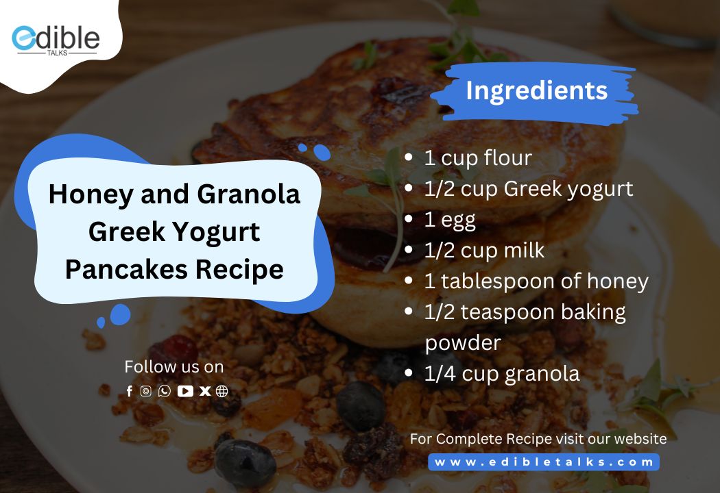 Honey and Granola Greek Yogurt Pancakes Recipe